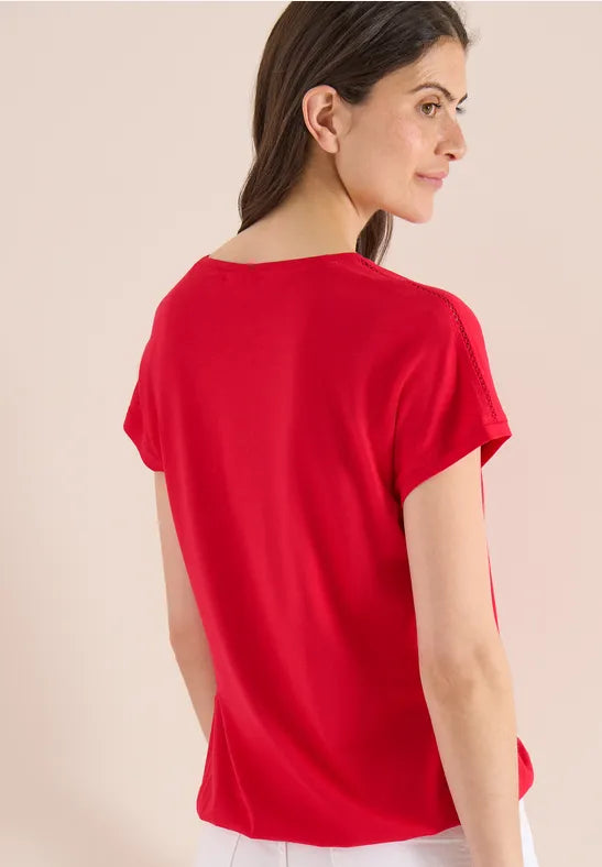 CECIL Lace Solder Tee  | Red 325039