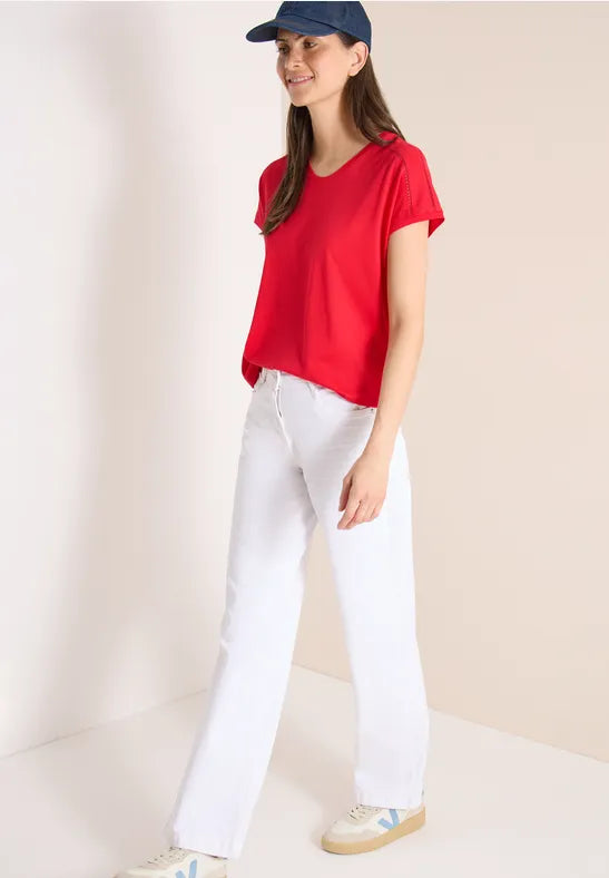 CECIL Lace Solder Tee  | Red 325039