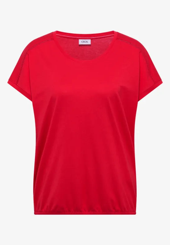 CECIL Lace Solder Tee  | Red 325039