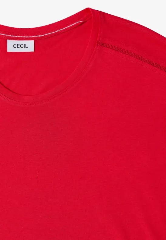 CECIL Lace Solder Tee  | Red 325039