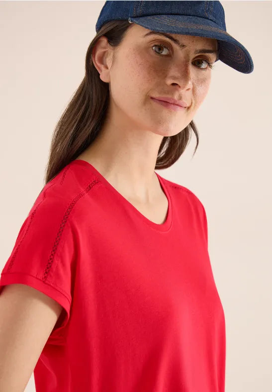 CECIL Lace Solder Tee  | Red 325039
