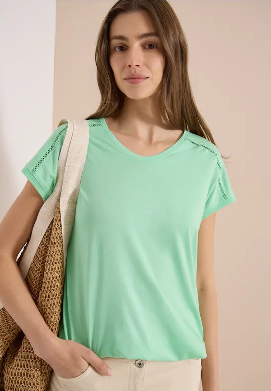 CECIL Lace Solder Tee | Lime 325039