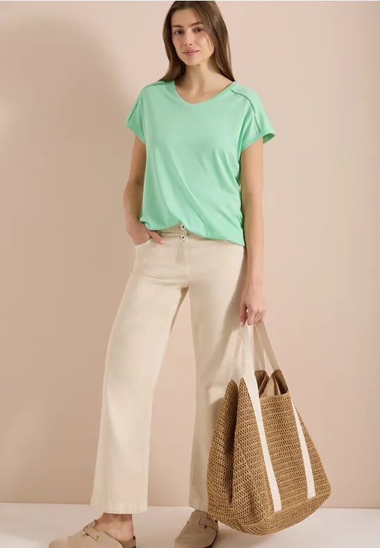 CECIL Lace Solder Tee | Lime 325039