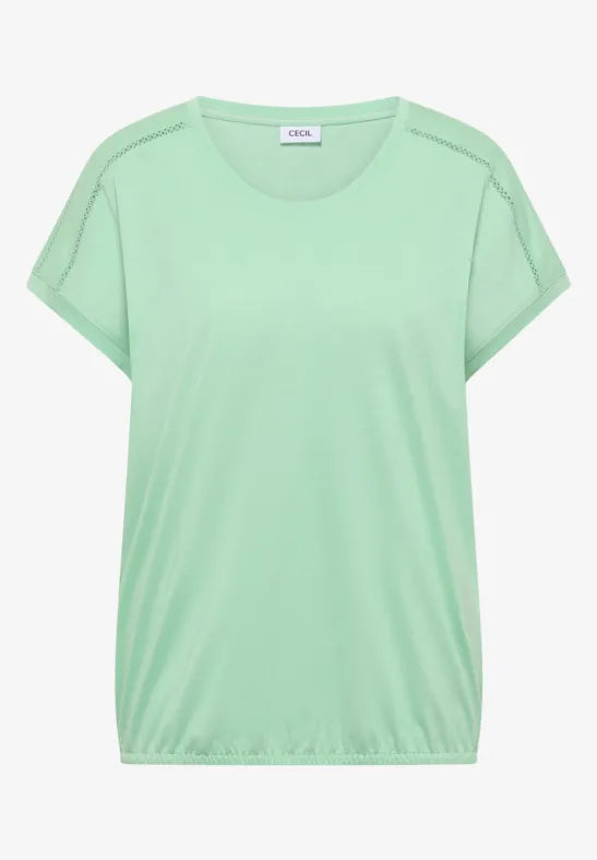 CECIL Lace Solder Tee | Lime 325039