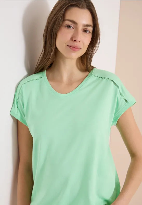 CECIL Lace Solder Tee | Lime 325039