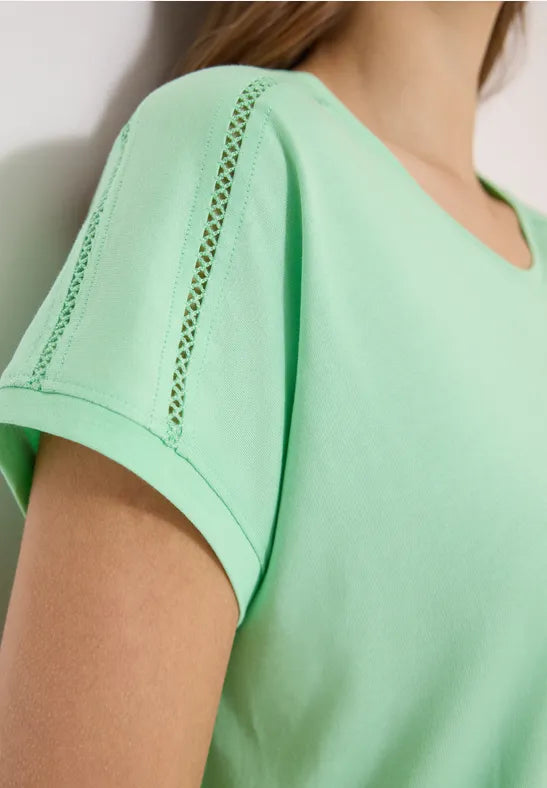 CECIL Lace Solder Tee | Lime 325039