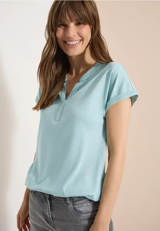 CECIL Solid Rib Collar Tunic | Mint Green 325129