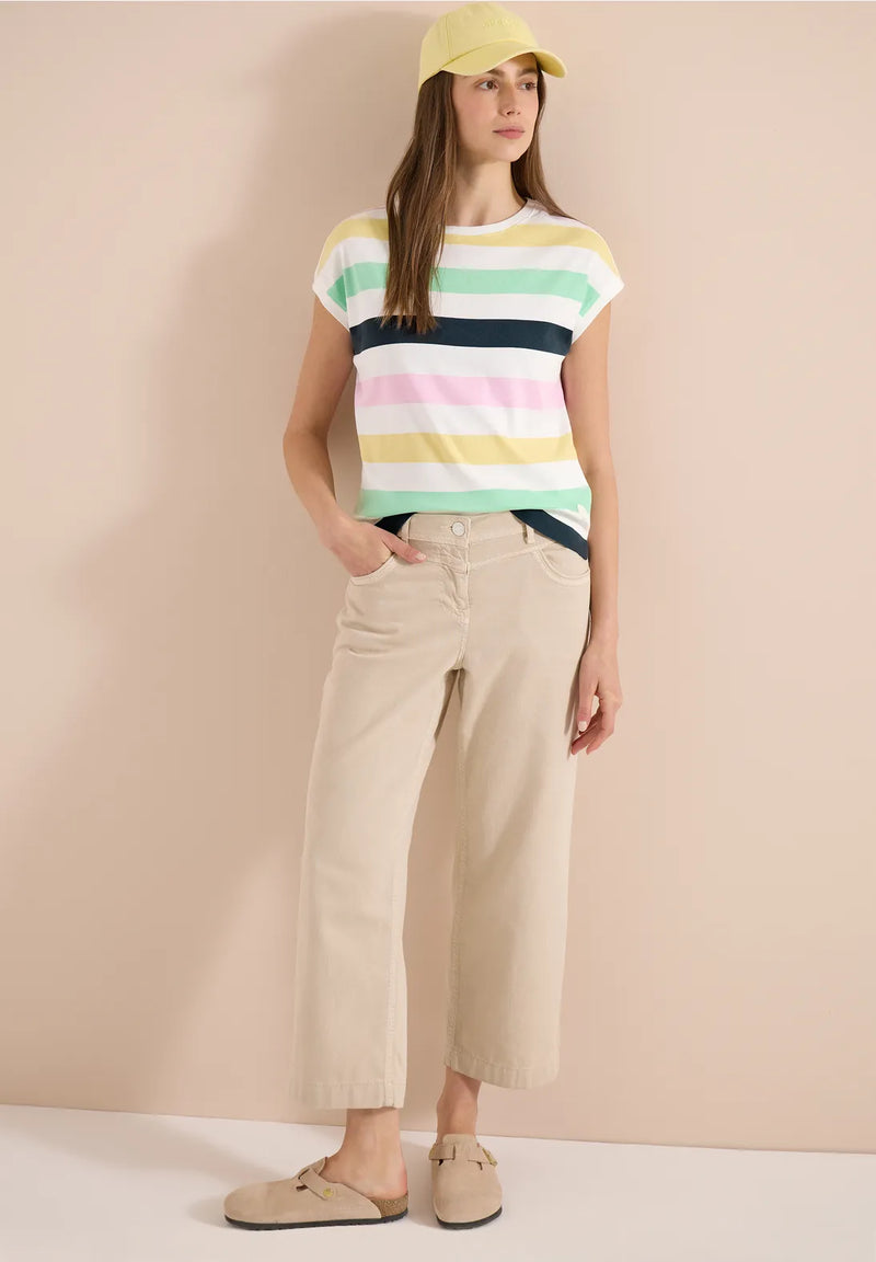 Cecil T-shirt With Multicolor Stripes | Vanilla 325296