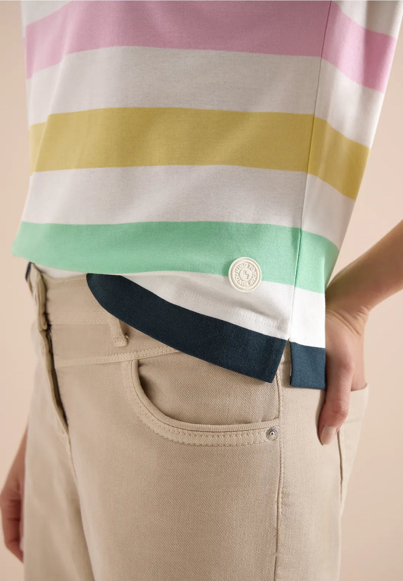 Cecil T-shirt With Multicolor Stripes | Vanilla 325296