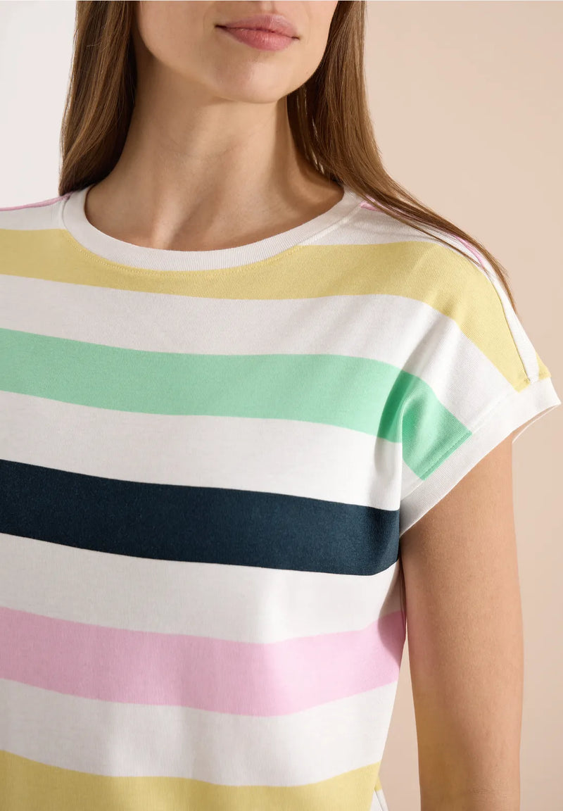 Cecil T-shirt With Multicolor Stripes | Vanilla 325296