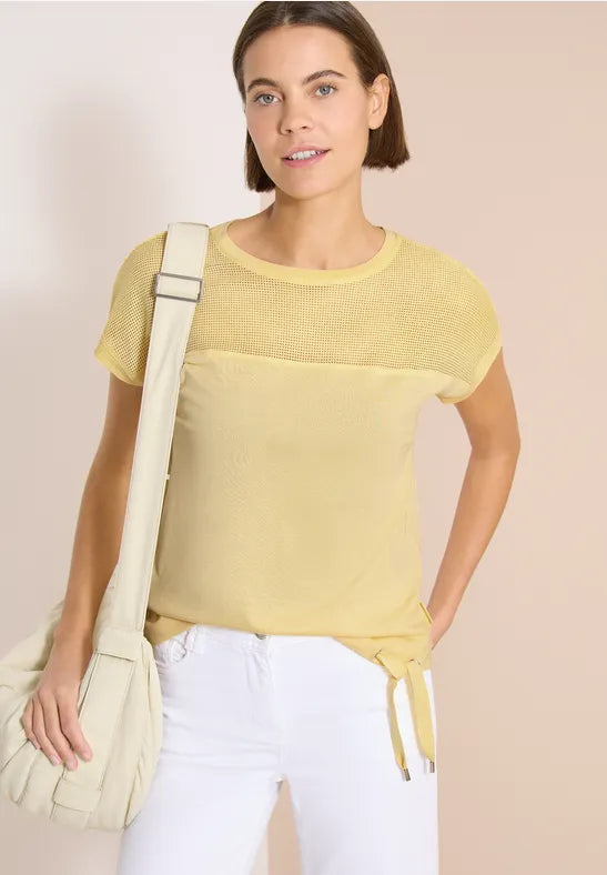 Cecil Jersey Mesh Insert Tee | Butter Milk 325299