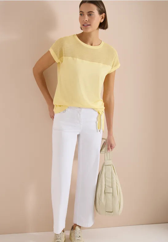 Cecil Jersey Mesh Insert Tee | Butter Milk 325299