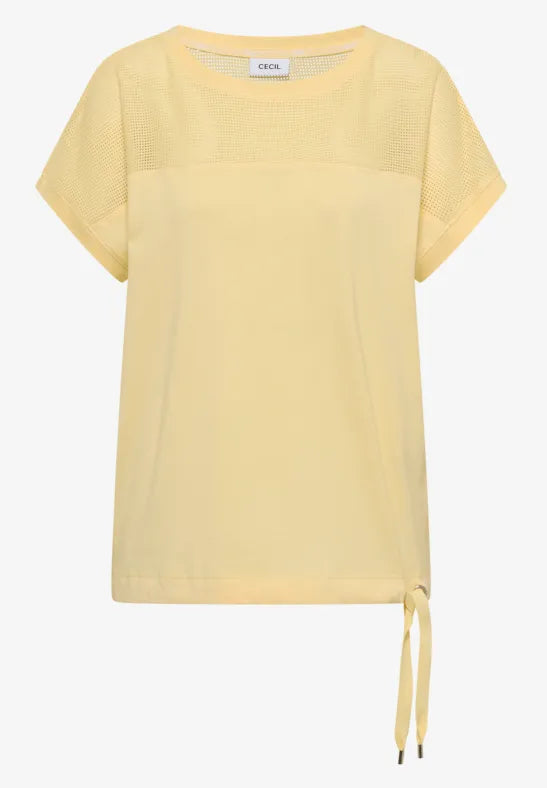 Cecil Jersey Mesh Insert Tee | Butter Milk 325299