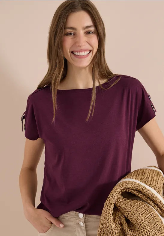 CECIL Buckle Detail Shoulder Shirt | Grape 325304