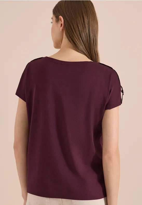 CECIL Buckle Detail Shoulder Shirt | Grape 325304