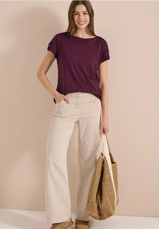 CECIL Buckle Detail Shoulder Shirt | Grape 325304