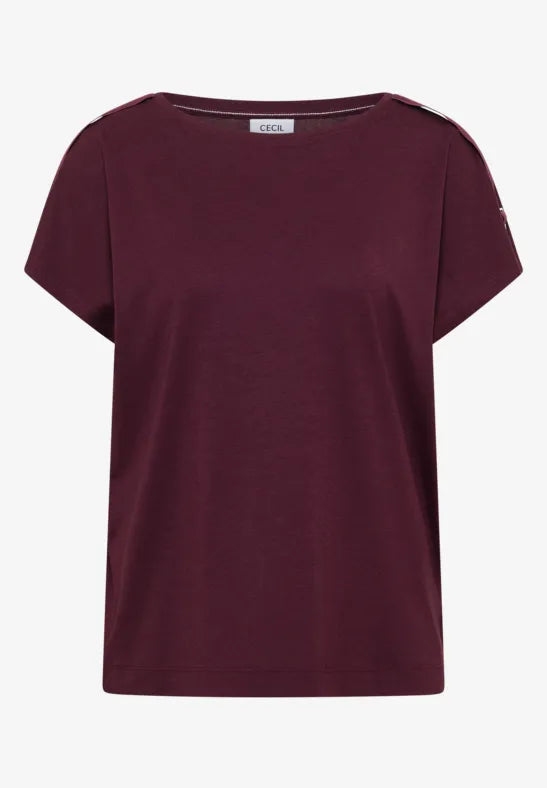 CECIL Buckle Detail Shoulder Shirt | Grape 325304