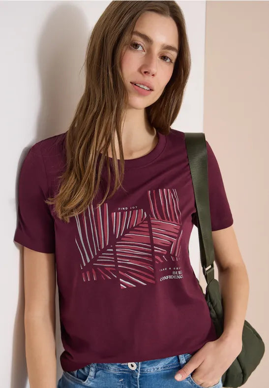 CECIL Leaves T-Shirt | Grape 325306