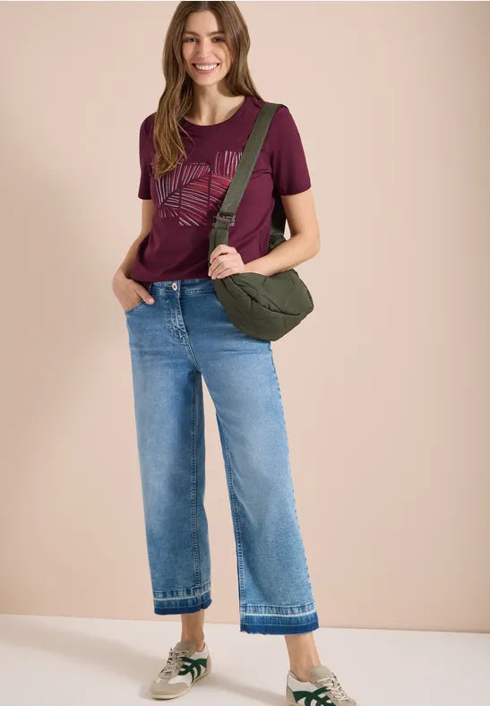 CECIL Leaves T-Shirt | Grape 325306