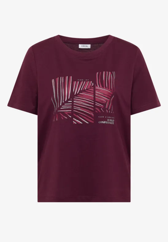 CECIL Leaves T-Shirt | Grape 325306