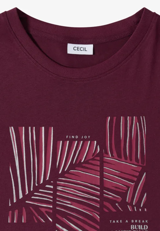 CECIL Leaves T-Shirt | Grape 325306