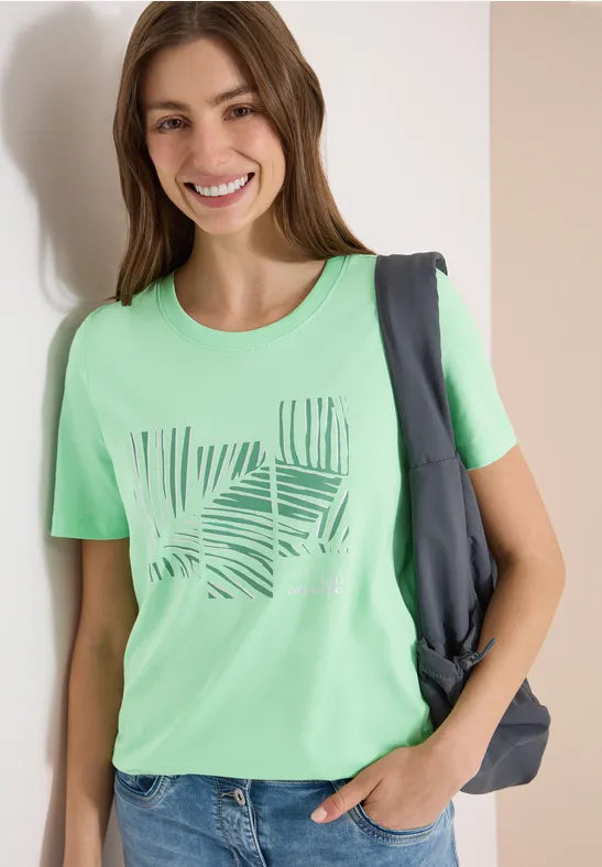 CECIL Leaves T-Shirt | Lime 325306