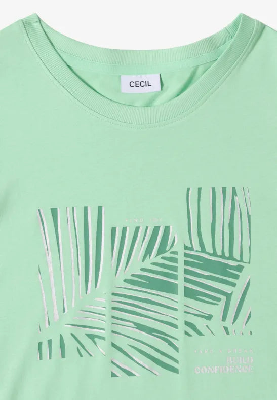 CECIL Leaves T-Shirt | Lime 325306