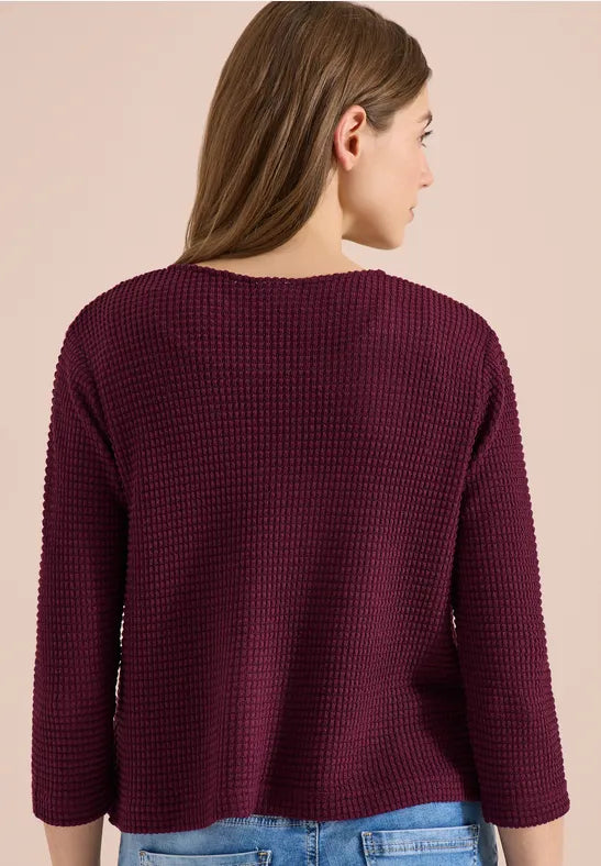 CECIL Ajour Knit Open Jacket | Grape 325362