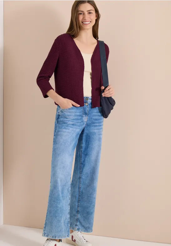 CECIL Ajour Knit Open Jacket | Grape 325362