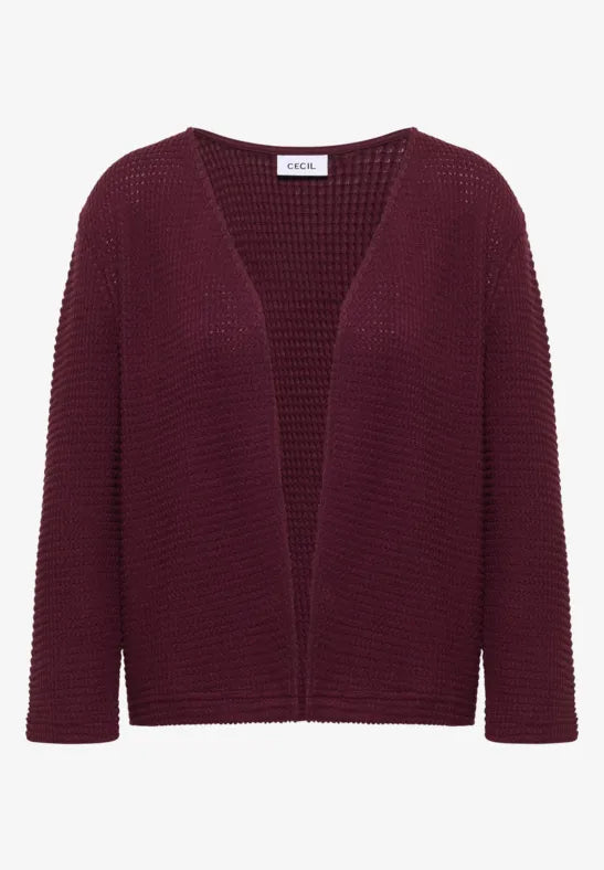 CECIL Ajour Knit Open Jacket | Grape 325362
