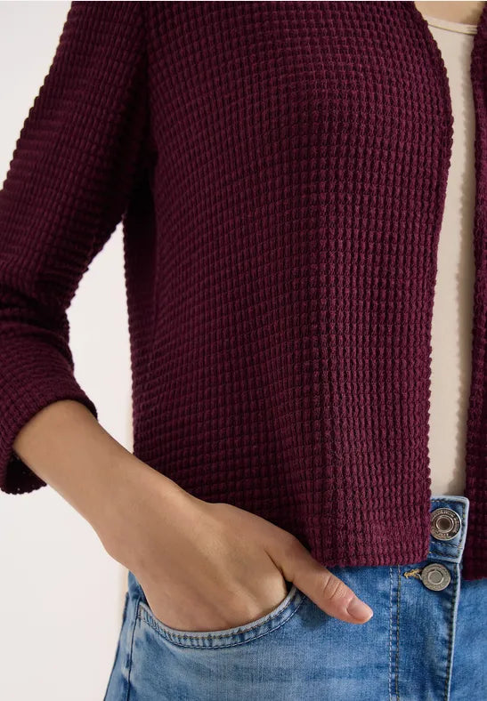 CECIL Ajour Knit Open Jacket | Grape 325362