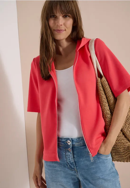 CECIL Solid Tee Shirt Jacket | Coral 325418