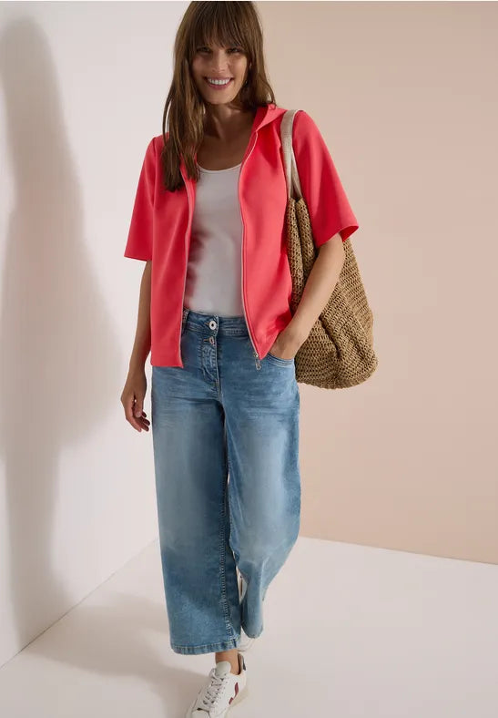 CECIL Solid Tee Shirt Jacket | Coral 325418
