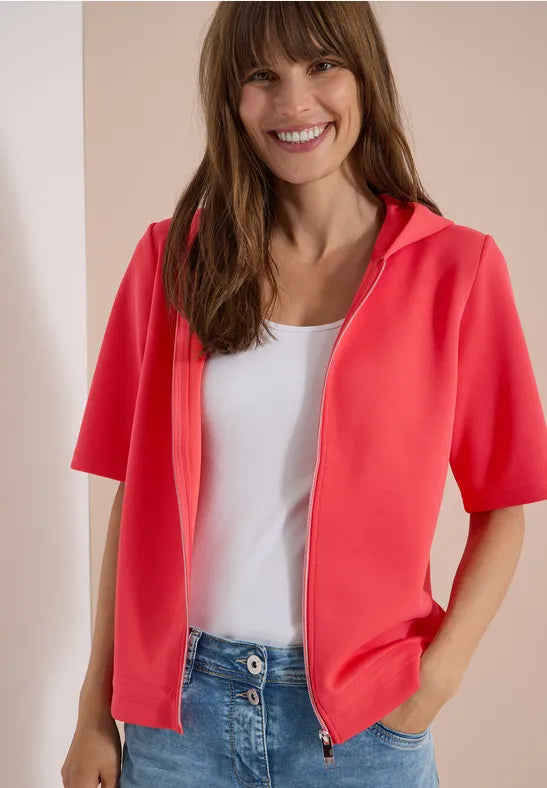 CECIL Solid Tee Shirt Jacket | Coral 325418