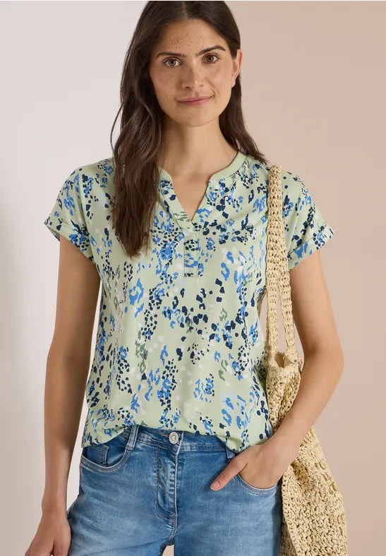 CECIL Rib Collar Tunic Blouse | Lime 325573