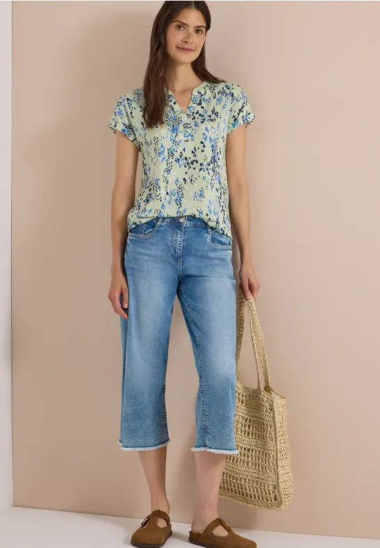 CECIL Rib Collar Tunic Blouse | Lime 325573