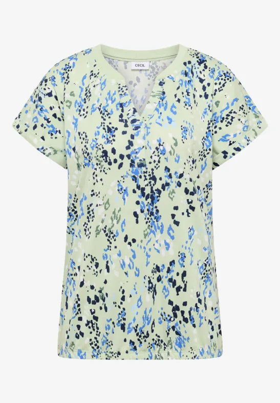CECIL Rib Collar Tunic Blouse | Lime 325573