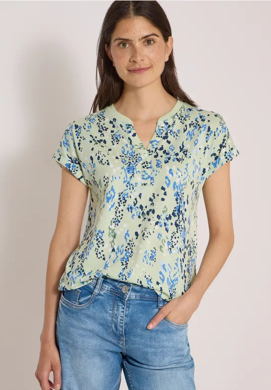 CECIL Rib Collar Tunic Blouse | Lime 325573