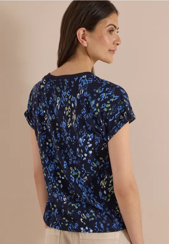 CECIL Rib Collar Tunic Blouse | Dark Blue 325573