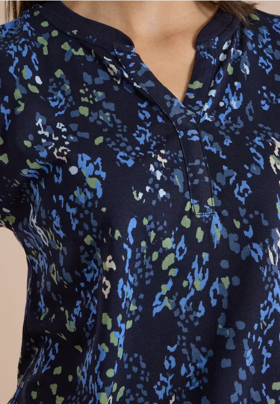 CECIL Rib Collar Tunic Blouse | Dark Blue 325573