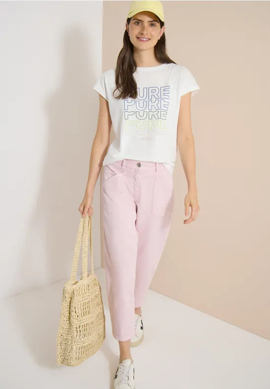 CECIL Jersey Shirt with Front Print | Vanilla 325596