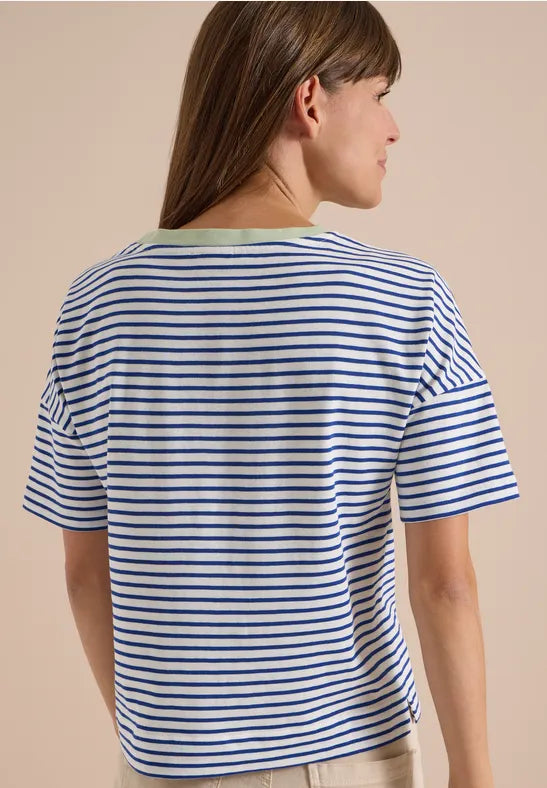 CECIL Striped Tee Shirt  | Deep Blue 325640