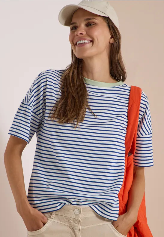 CECIL Striped Tee Shirt  | Deep Blue 325640