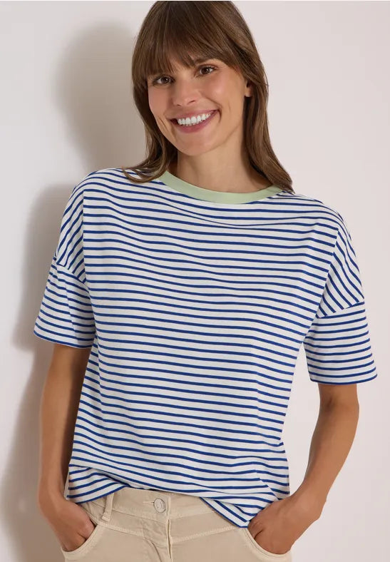 CECIL Striped Tee Shirt  | Deep Blue 325640