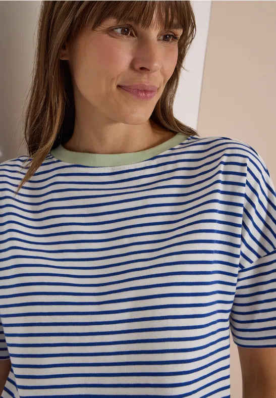 CECIL Striped Tee Shirt  | Deep Blue 325640
