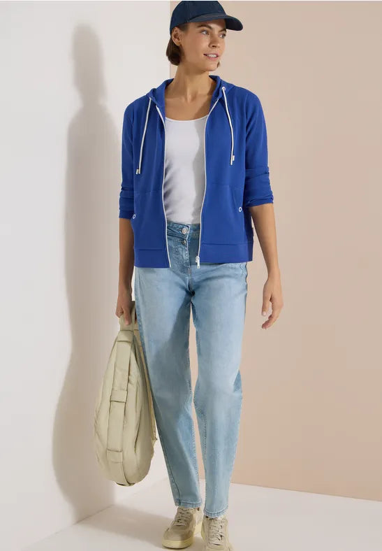 CECIL Structured Zipped Hooded Cardigan | Deep Blue 325643