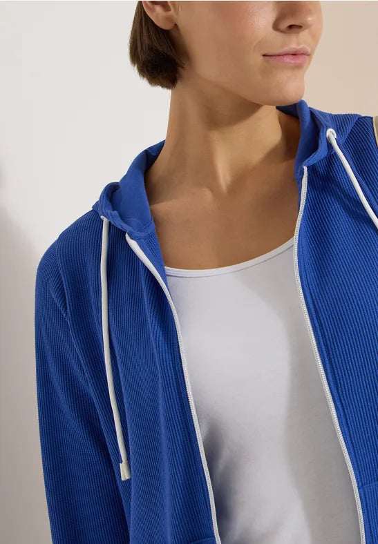 CECIL Structured Zipped Hooded Cardigan | Deep Blue 325643