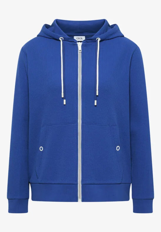 CECIL Structured Zipped Hooded Cardigan | Deep Blue 325643