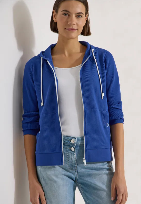 CECIL Structured Zipped Hooded Cardigan | Deep Blue 325643
