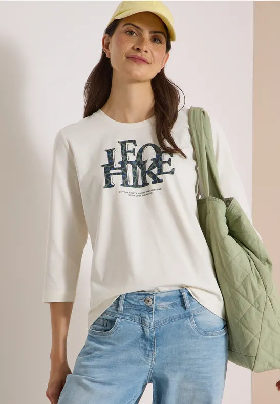 CECIL Leo Hike FP 3/4 Sleeve Tee | Vanilla 325685